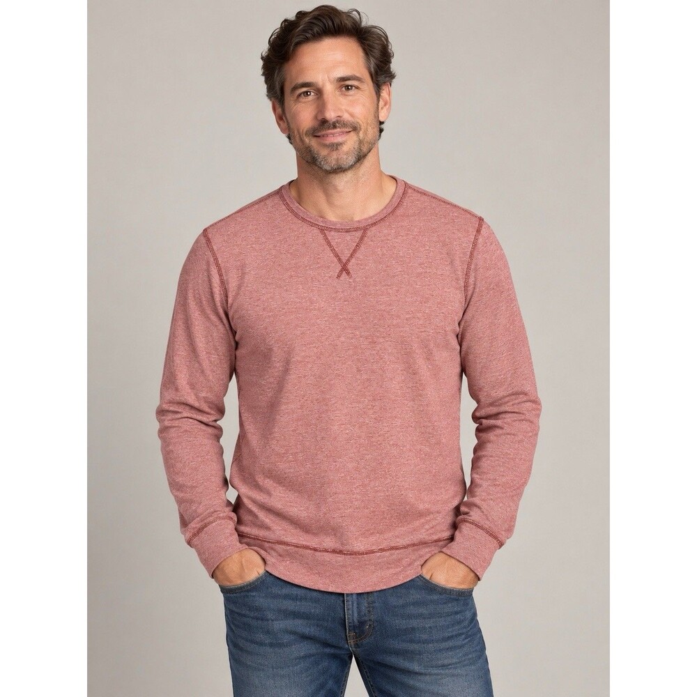 J.Crew Men’s Long Sleeve Crewneck Pullover Heather Red Cotton Shirt Size Large